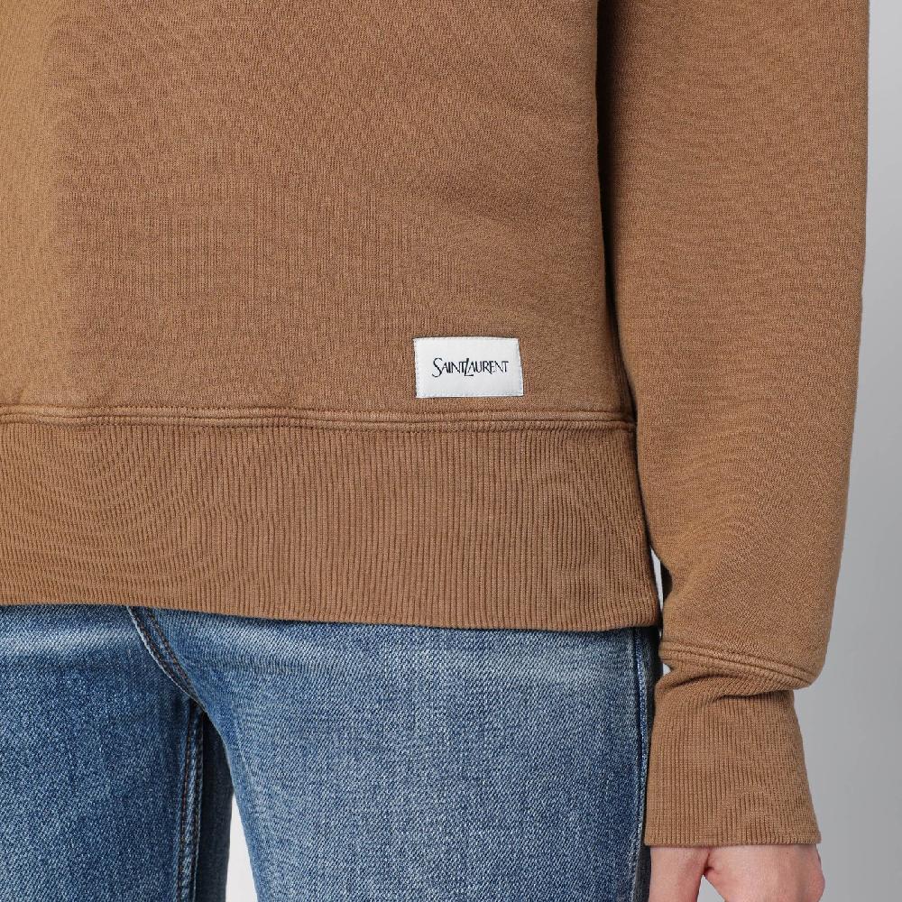 Saint Laurent Felpa color caramello in cotone felpato Qualità