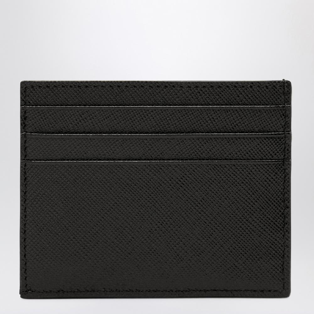 Prada Portacarte di credito nero in pelle Saffiano Presa