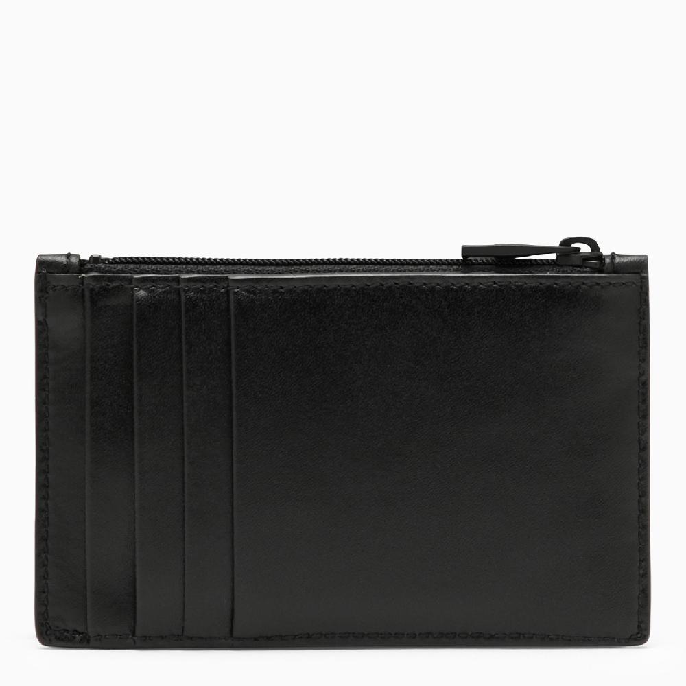 Alexander McQueen Portacarte con zip nero in pelle con logo Vendita