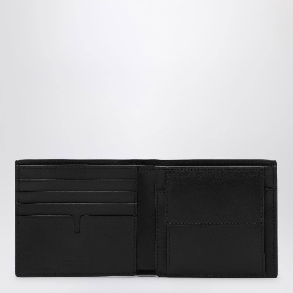 Burberry Portafoglio bi-fold nero in pelle Check impresso Outlet