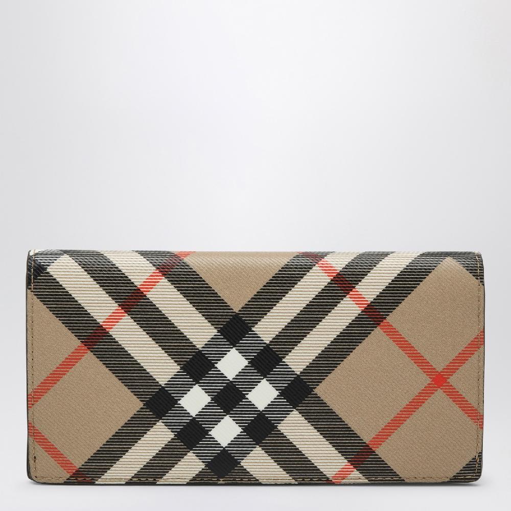 Burberry Portafoglio continental grande in Check beige Saldi