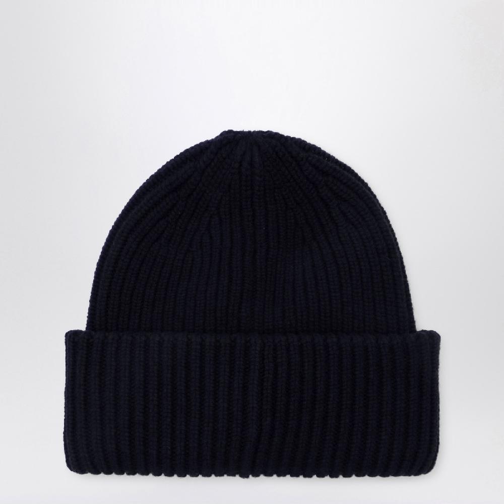 Moncler Cuffia blu in lana e cashmere Nuova