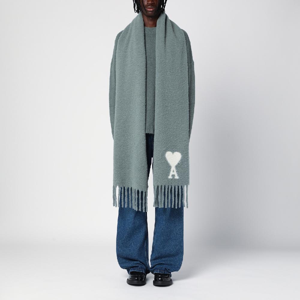 Ami Paris Sciarpa grigia chiara in misto alpaca 2025