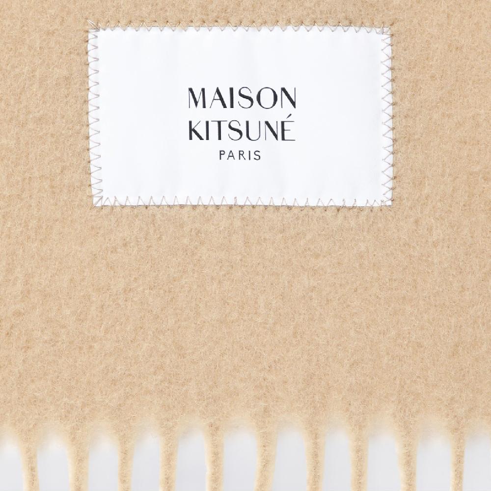 Maison Kitsunu00e9 Sciarpa beige chiara in misto lana In Linea