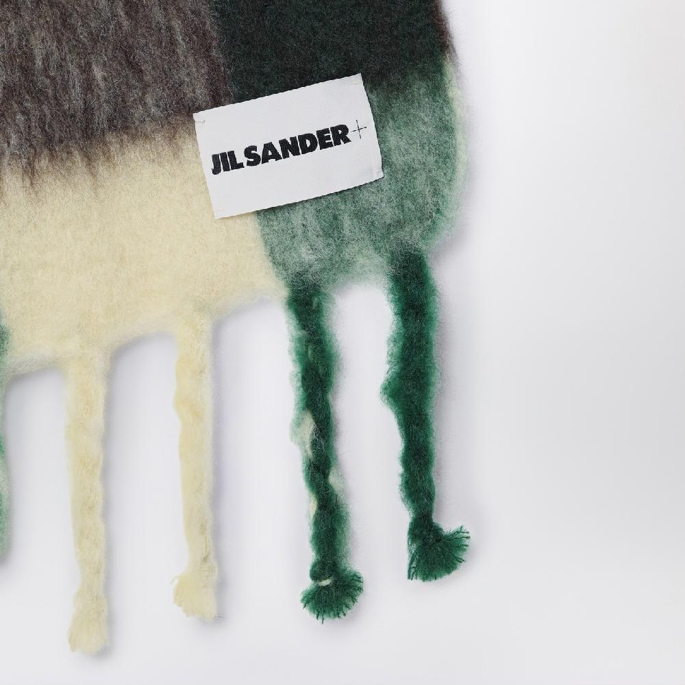 Jil Sander Sciarpa gialla/marrone/verde in misto mohair Nuovo
