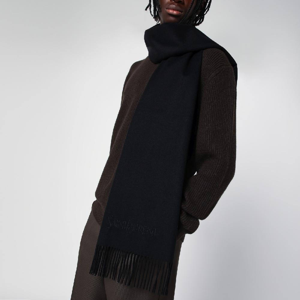 Saint Laurent Sciarpa nera in cashmere Soddisfazione Garantita