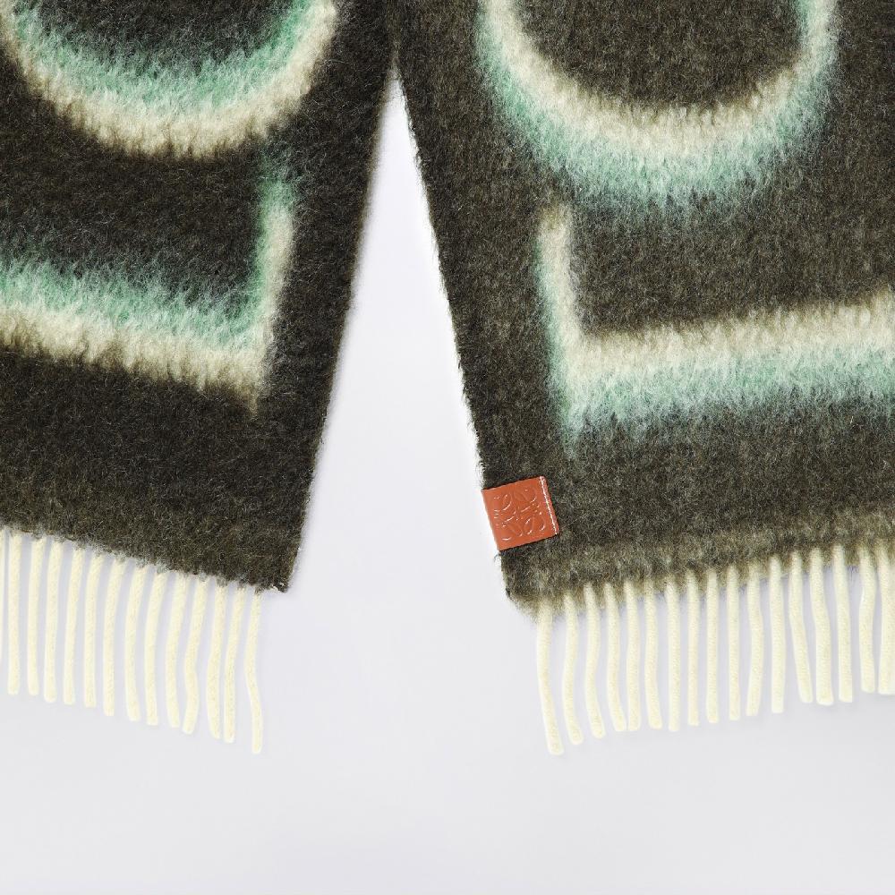 Loewe Sciarpa verde/bianca in lana e mohair Negozi Online