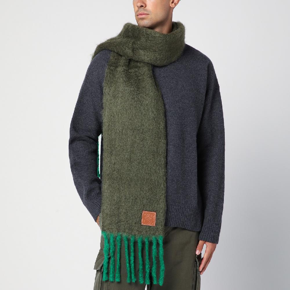 Loewe Sciarpa verde kaki/verde in mohair e lana Affare Del Giorno