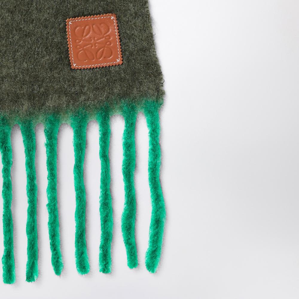 Loewe Sciarpa verde kaki/verde in mohair e lana Affare Del Giorno