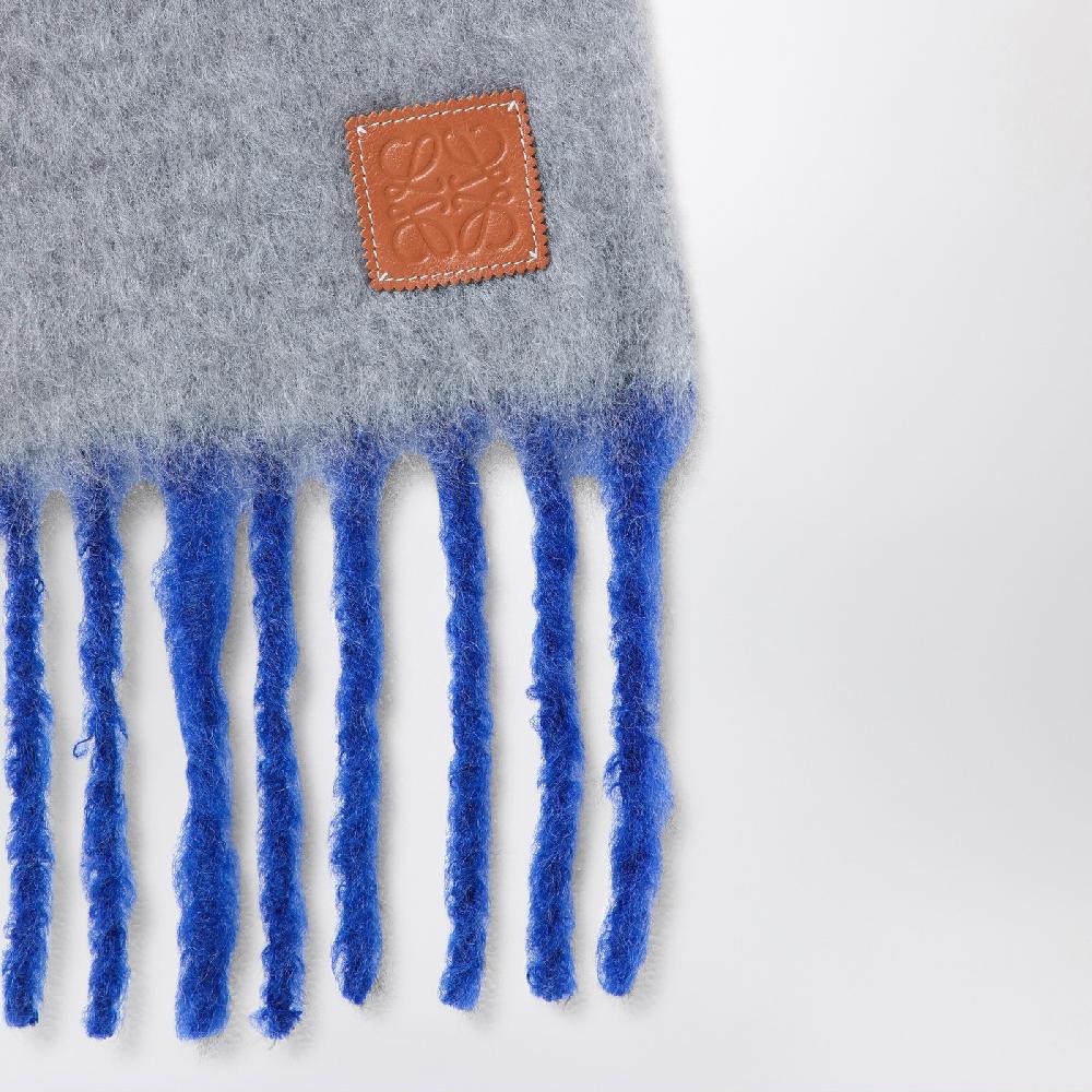 Loewe Sciarpa grigia/blu in mohair e lana Prezzo Ridotto