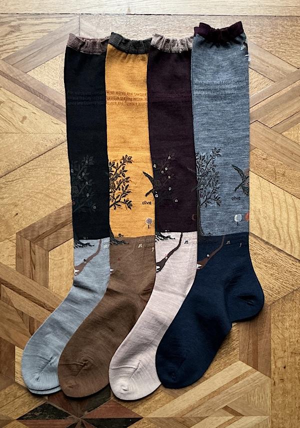 Rose & Lini ANTIPAST WOOL “OLIVE HARVEST” AM-790HS LONG SOCKS BLACK Saldi