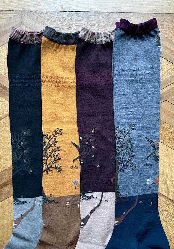 Rose & Lini ANTIPAST WOOL “OLIVE HARVEST” AM-790HS LONG SOCKS GREY Offerte