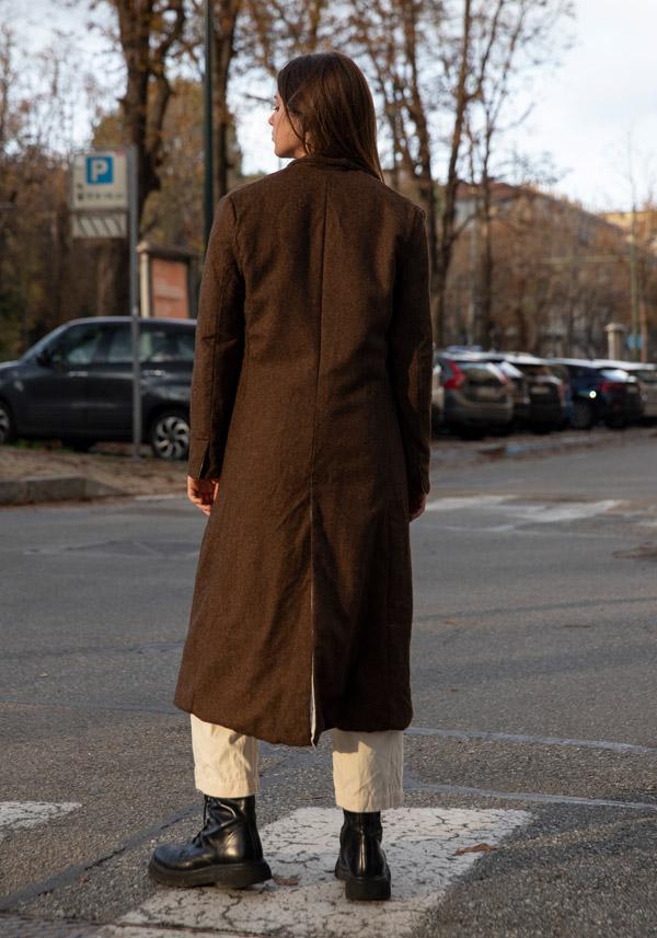Rose & Lini RISA NAKAMURA WOOL “COAT F” BROWN Vendita Economica