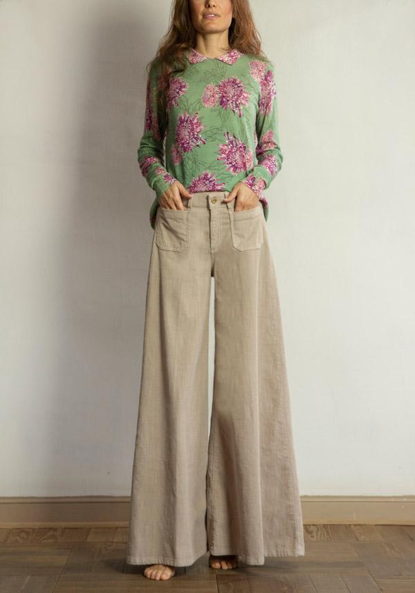 Rose & Lini PS. DON’T FORGET ME “GRACE DYED” WIDE LEG PANTS AVANA Saldi Di Fabbrica