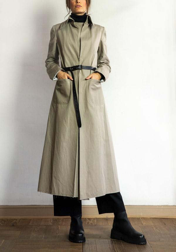 Rose & Lini IBRIGU COTTON TRENCH COAT “055” TAUPE Negozio