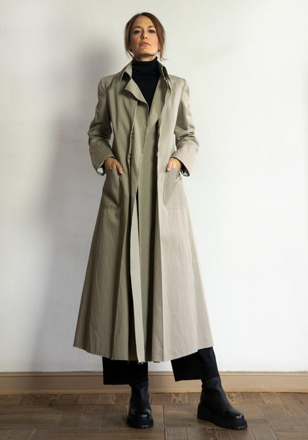 Rose & Lini IBRIGU COTTON TRENCH COAT “055” TAUPE Negozio