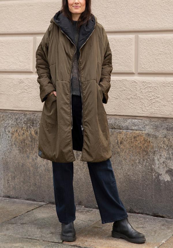 Rose & Lini KIMONORAIN REVERSIBLE “PARKA” JACKET GREEN & BLACK Promozione Limitata