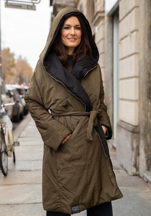 Rose & Lini KIMONORAIN REVERSIBLE “PARKA” JACKET GREEN & BLACK Promozione Limitata