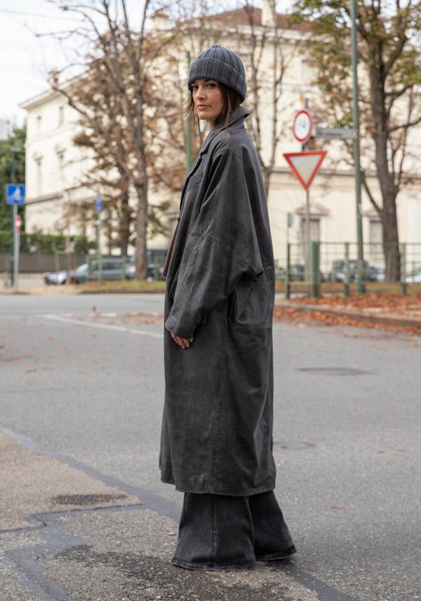 Rose & Lini GIORGIO BRATO LEATHER OVERSIZED COAT VINTAGE BLACK Convenienza