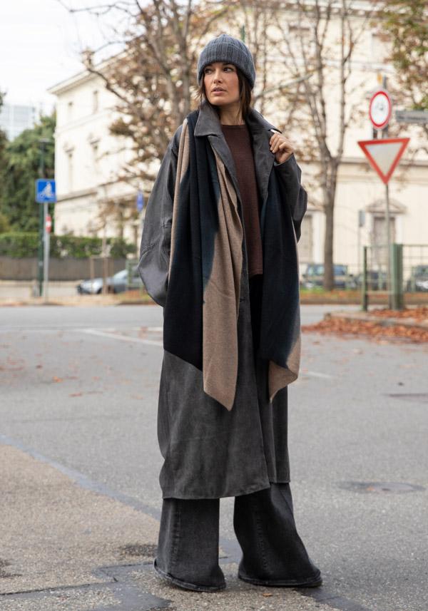 Rose & Lini GIORGIO BRATO LEATHER OVERSIZED COAT VINTAGE BLACK Convenienza