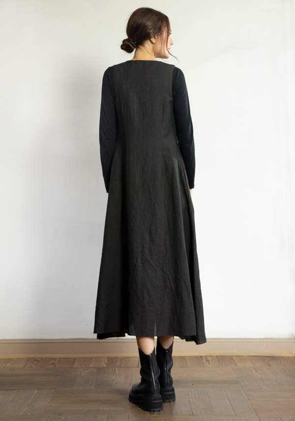 Rose & Lini A TENTATIVE ATELIER WOOL “SISSAL” DARK BROWN DRESS Presa
