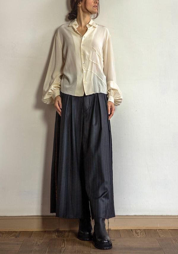 Rose & Lini A TENTATIVE ATELIER COTTON “STRIPED” CHARCOAL PANTS Offerta