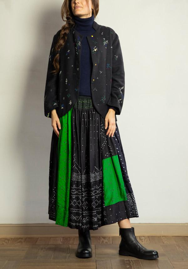 Rose & Lini INJIRI SILK & WOOL EMBROIDERED “JACKET 79” BLACK Economico