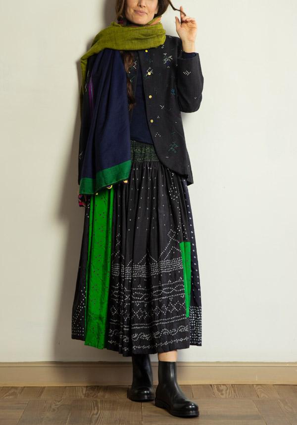 Rose & Lini INJIRI SILK & WOOL EMBROIDERED “JACKET 79” BLACK Economico