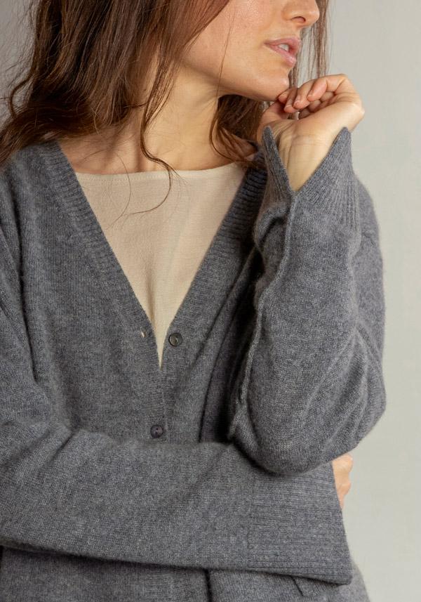 Rose & Lini BE YOU CASHMERE “CARDIGAN 3023” GREY Saldi