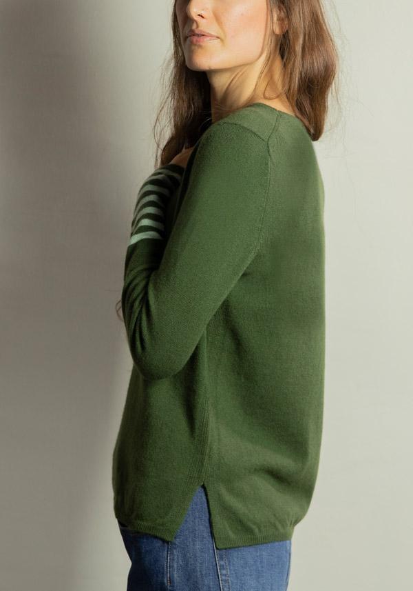 Rose & Lini BE YOU CASHMERE “ROUND NECK 1123” BOTTLE GREEN SWEATER Offerte