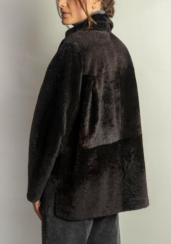 Rose & Lini FURLING BY GIANI REVERSIBLE LAMBSKIN “BABY LAMB” EBONY JACKET Moda