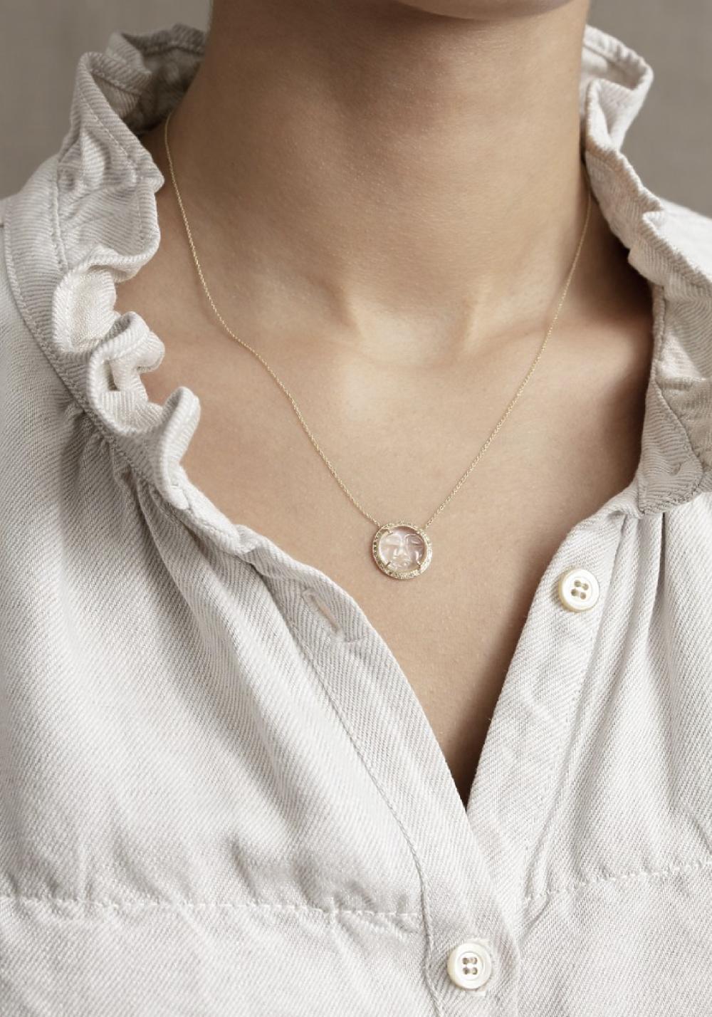 Rose & Lini 5 OCTOBRE “MOON” CRYSTAL NECKLACE Shopping Online