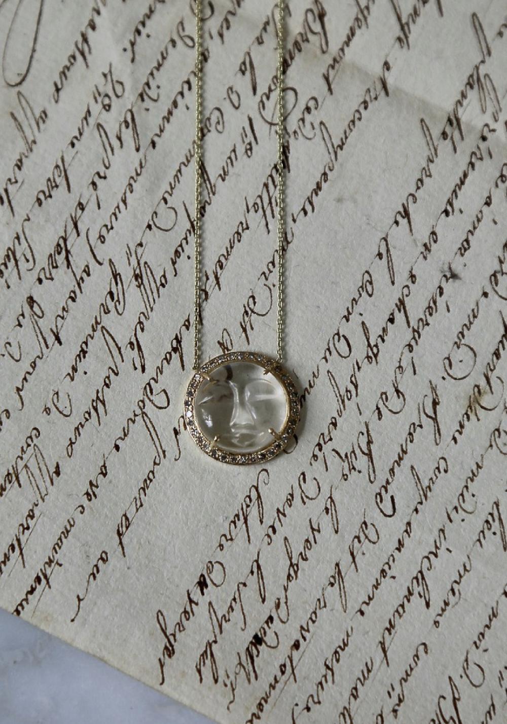 Rose & Lini 5 OCTOBRE “MOON” CRYSTAL NECKLACE Shopping Online