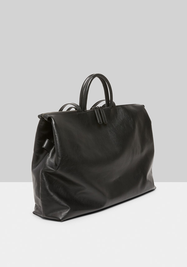 Rose & Lini MARSÈLL “4 IN ORIZZONTALE” BLACK LEATHER BAG Prezzo Ridotto