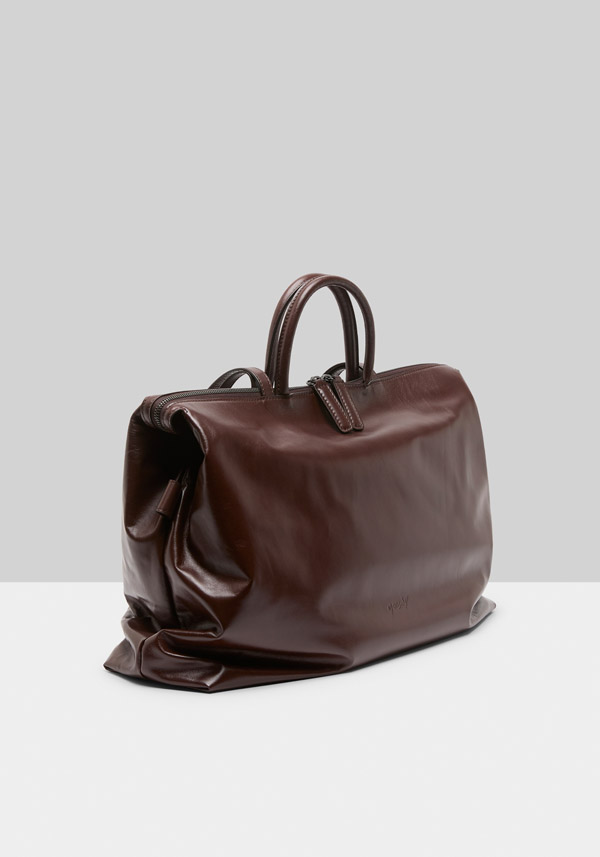 Rose & Lini MARSÈLL “4 IN ORIZZONTALE” MORO BROWN LEATHER BAG Offerta