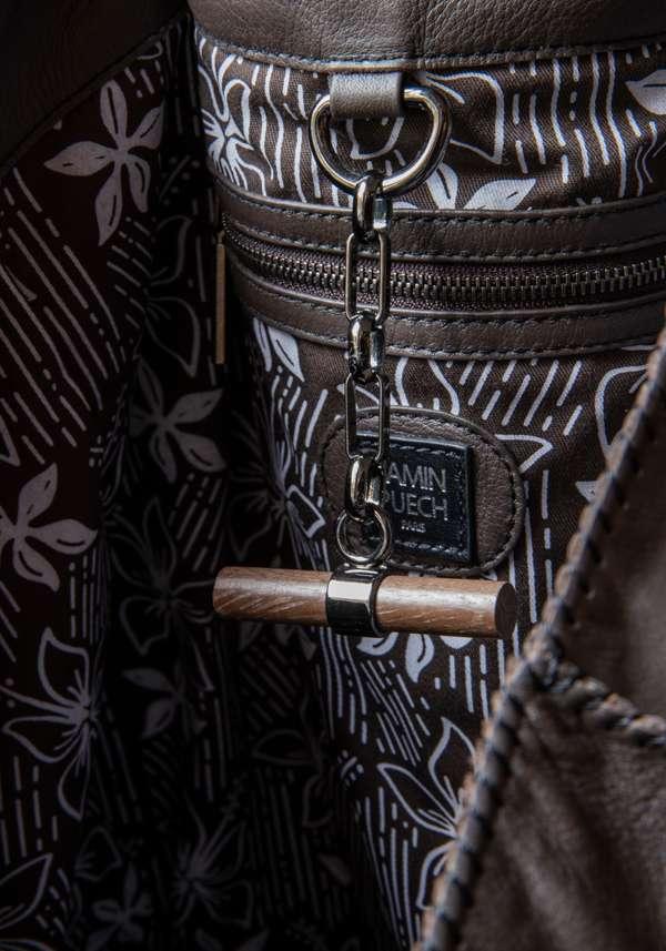 Rose & Lini JAMIN PUECH “HONU GM” DARK BROWN LEATHER BAG Offerte