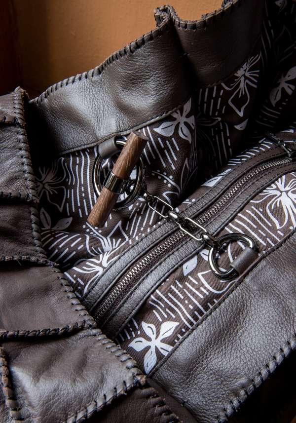Rose & Lini JAMIN PUECH “HONU GM” DARK BROWN LEATHER BAG Offerte