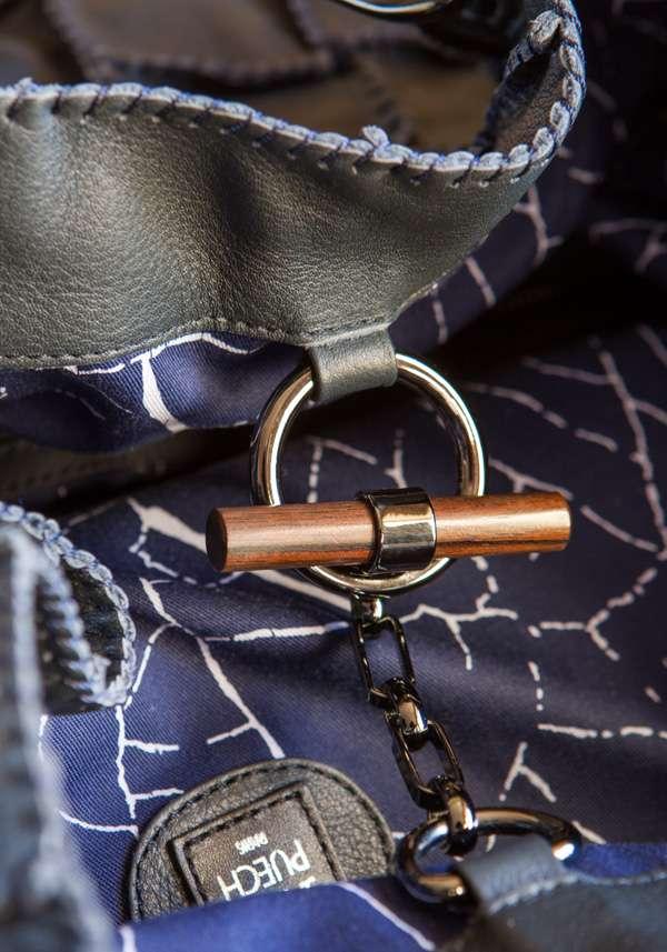 Rose & Lini JAMIN PUECH “HONU GM” NAVY LEATHER BAG Vendita Economica