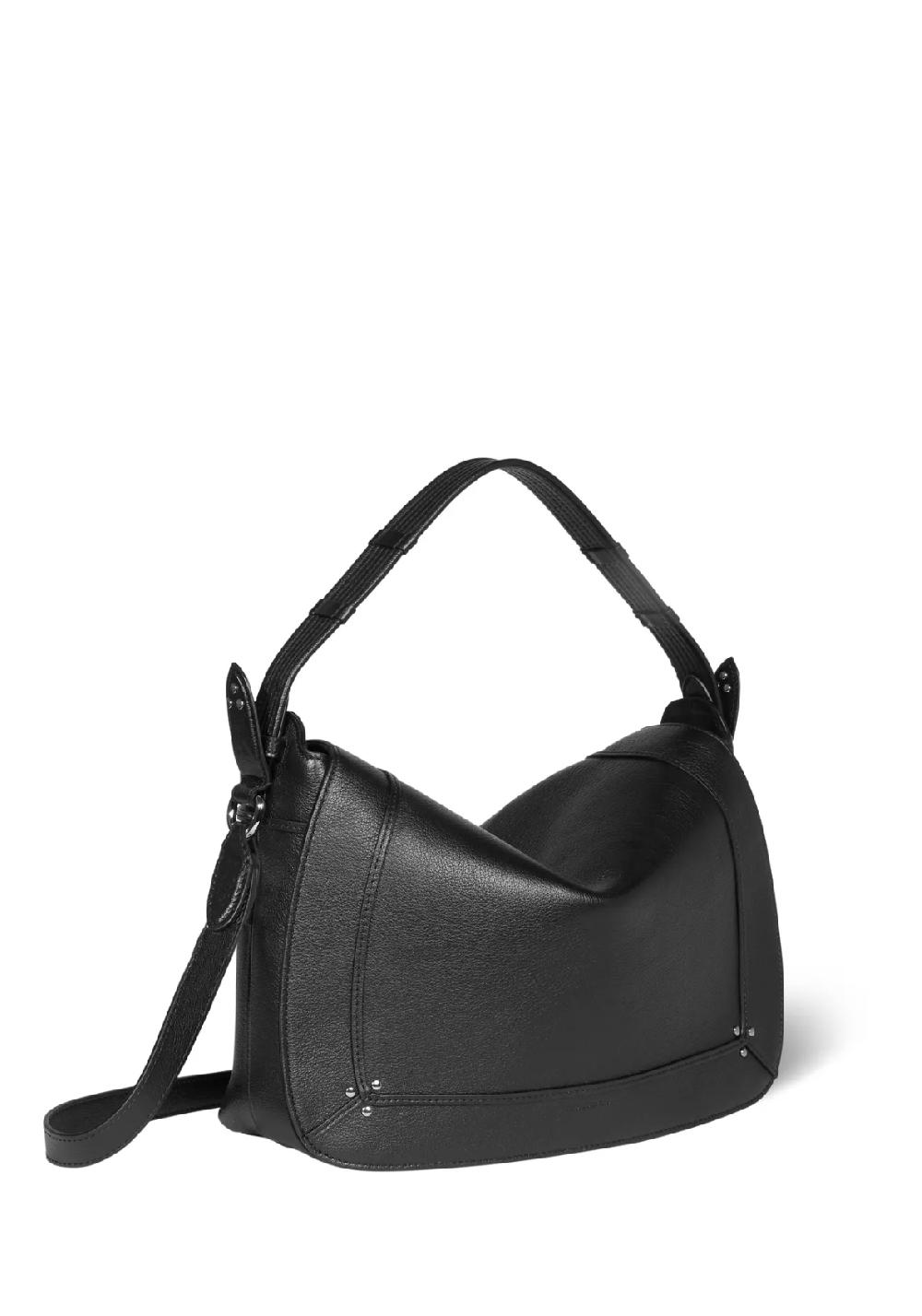 Rose & Lini JÉRÔME DREYFUSS “PEPITO L” BLACK & SILVER LEATHER BAG Saldi Di Fabbrica