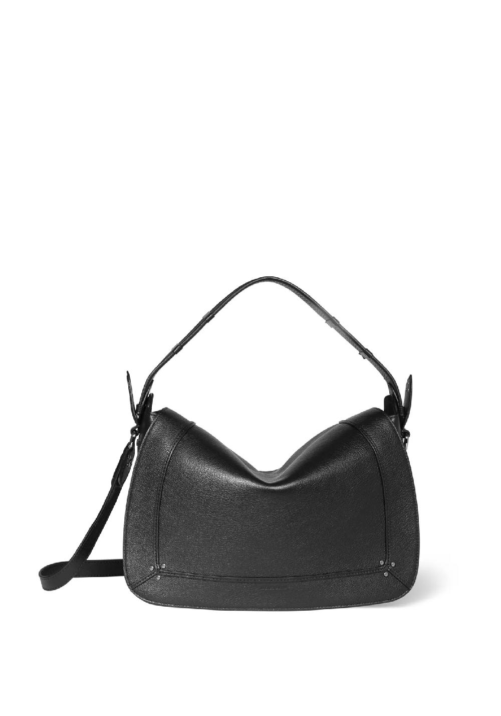Rose & Lini JÉRÔME DREYFUSS “PEPITO L” BLACK & SILVER LEATHER BAG Saldi Di Fabbrica