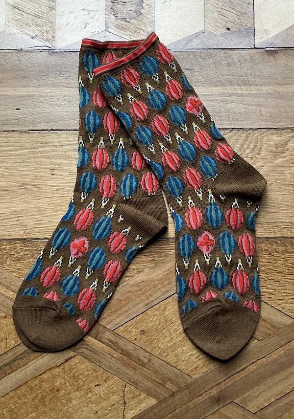 Rose & Lini ANTIPAST WOOL “FLOATING DROPS” AS-224 SOCKS BROWN I Più Venduti