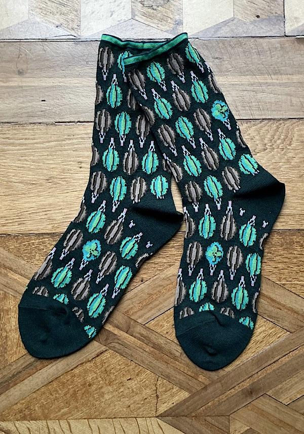 Rose & Lini ANTIPAST WOOL “FLOATING DROPS” AS-224 SOCKS GREEN Vendite Flash