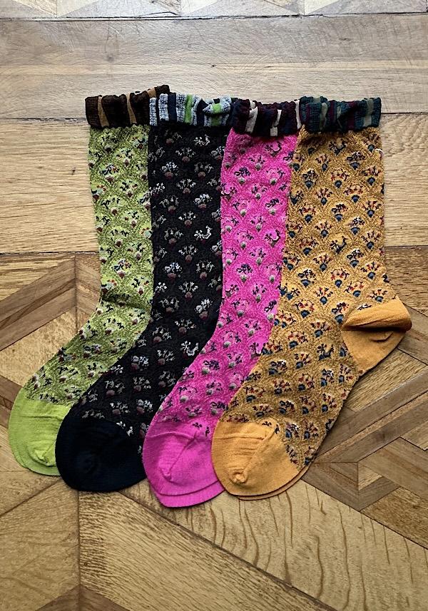 Rose & Lini ANTIPAST WOOL “FUN FAN” AM-501A SOCKS DARK BROWN Italy