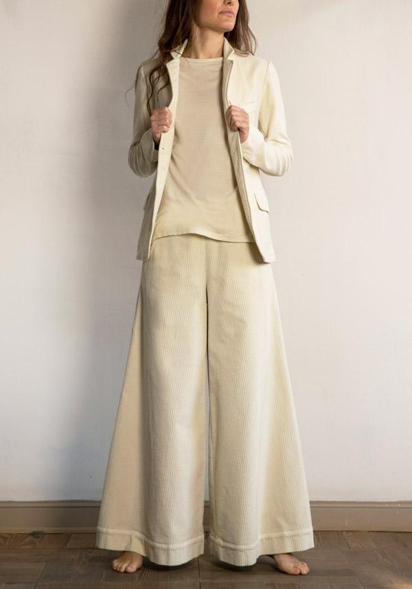 Rose & Lini BARBARA TANI COTTON “PANTS 457 V03” CORDUROY FLOUR In Vendita