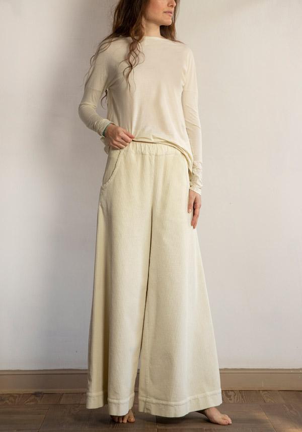 Rose & Lini BARBARA TANI COTTON “PANTS 457 V03” CORDUROY FLOUR In Vendita