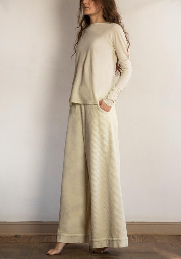 Rose & Lini BARBARA TANI COTTON “PANTS 457 V03” CORDUROY FLOUR In Vendita