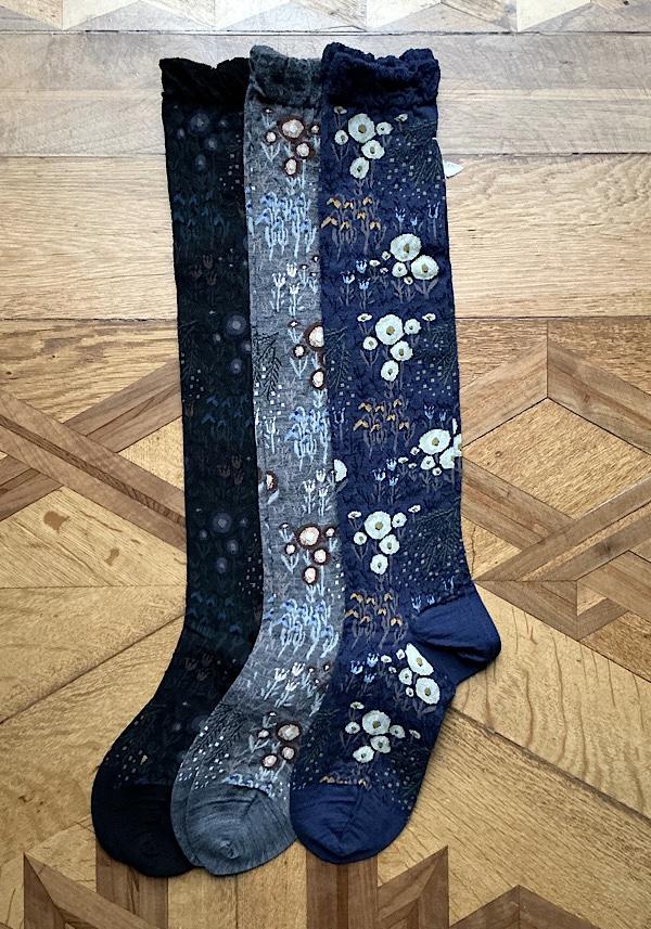 Rose & Lini ANTIPAST WOOL “WINTER GARDEN” AM-789HS LONG SOCKS BLACK In Saldo