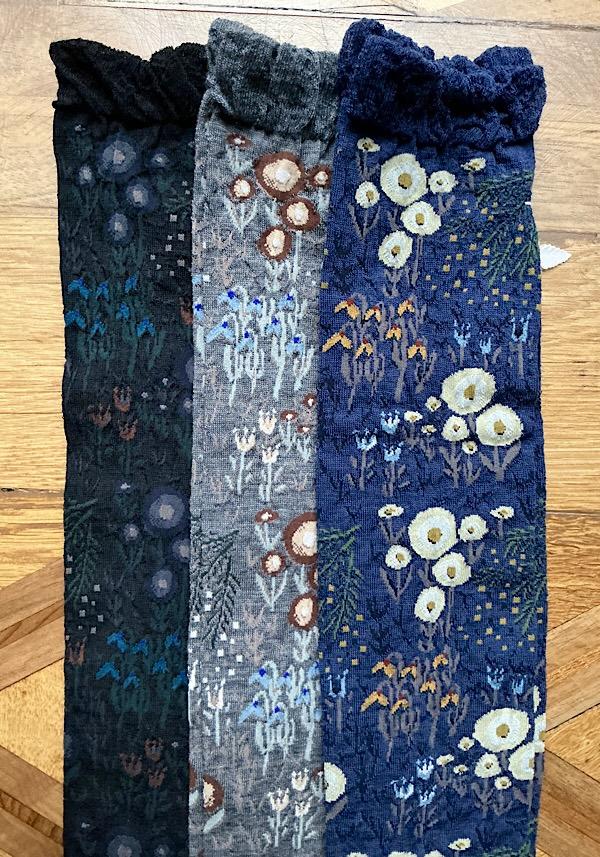 Rose & Lini ANTIPAST WOOL “WINTER GARDEN” AM-789HS LONG SOCKS BLACK In Saldo
