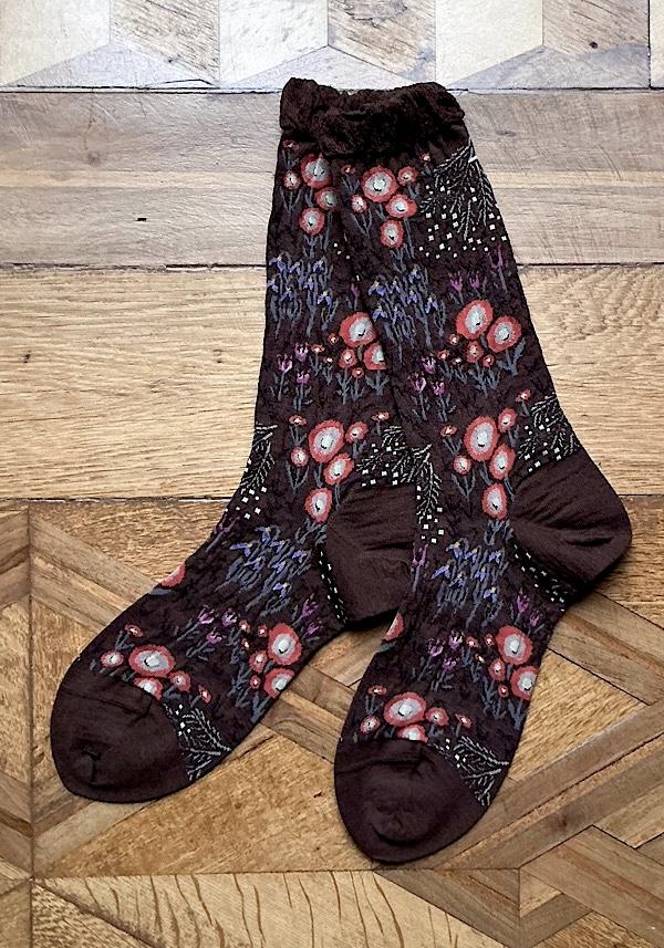 Rose & Lini ANTIPAST WOOL “WINTER GARDEN” AM-789 SOCKS BROWN 2025