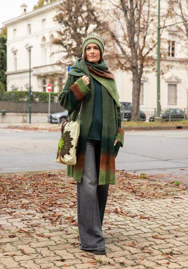 Rose & Lini FISSORE CASHMERE “MARIANNE 13” KAKI SCARF Italia